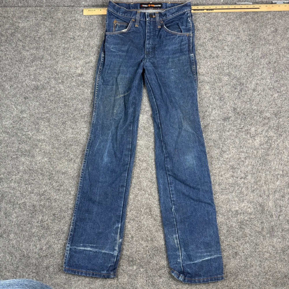 Wrangler Jeans Mens Size 27x34 Blue Slim Fit Flame Resistant FR36MWZ Cotton Work